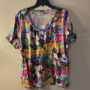 Avenue Colorful Floral Short Sleeve Top